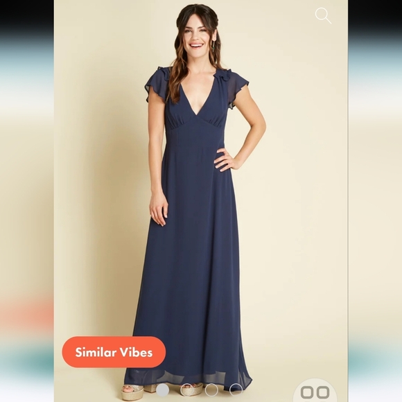 NWT Modcloth You're Flowing Places V-Neck Chiffon Maxi Dress Size 0 - Picture 2 of 5